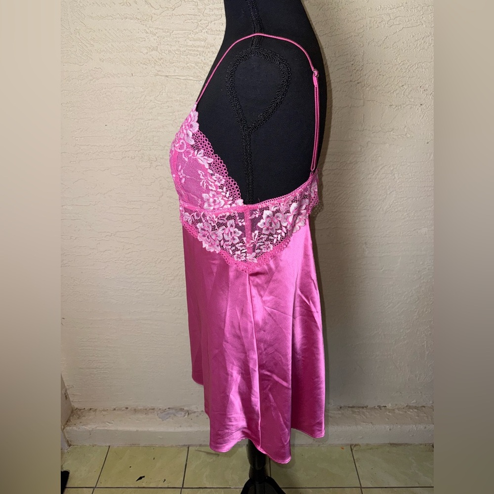 In Bloom Jonquil Annalee Pink Satin Lace Chemise Y2K Coquette Barbiecore Slip- L - Picture 8 of 10